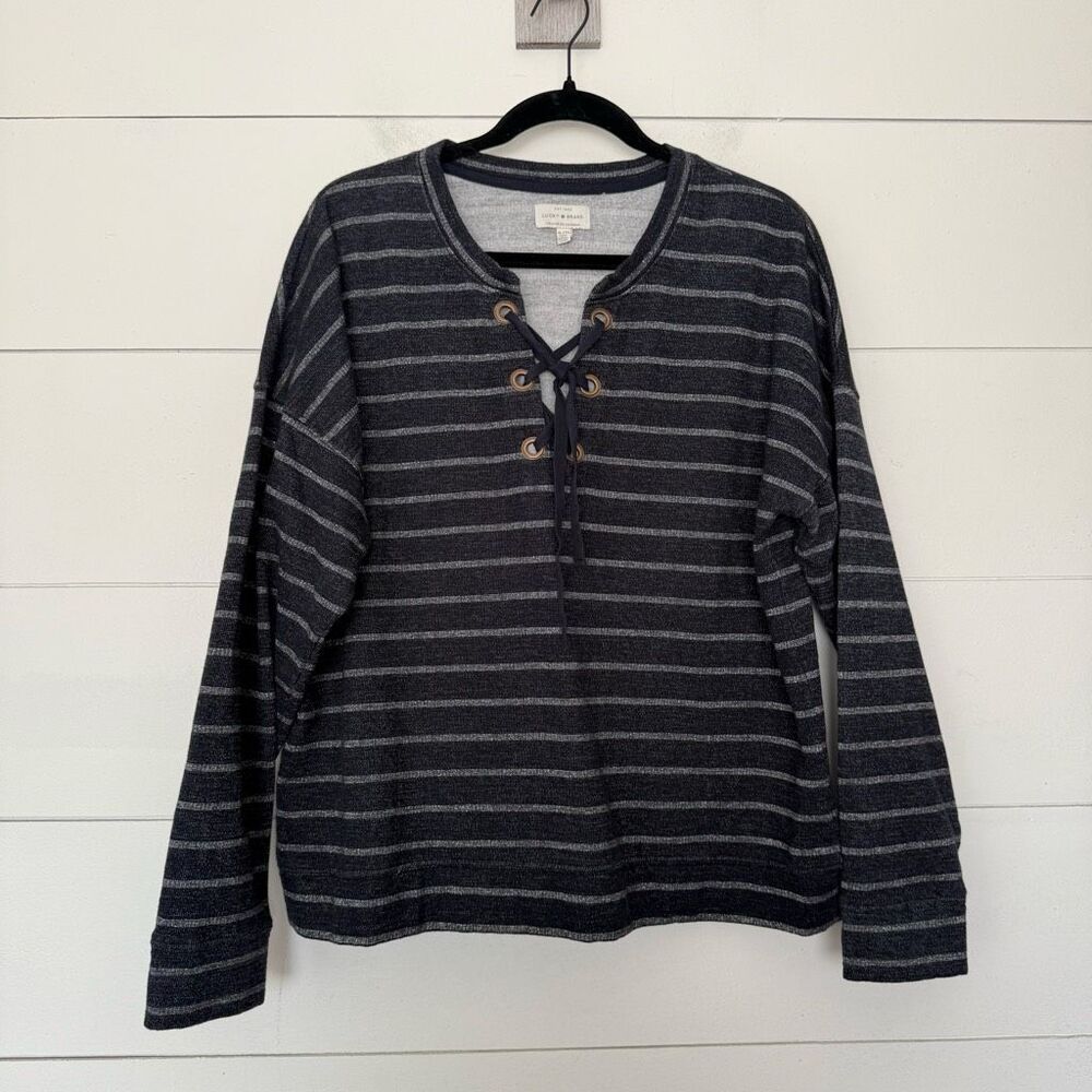 Lucky Brand Women’s XL Dark Navy Lace Up Sweatshirt